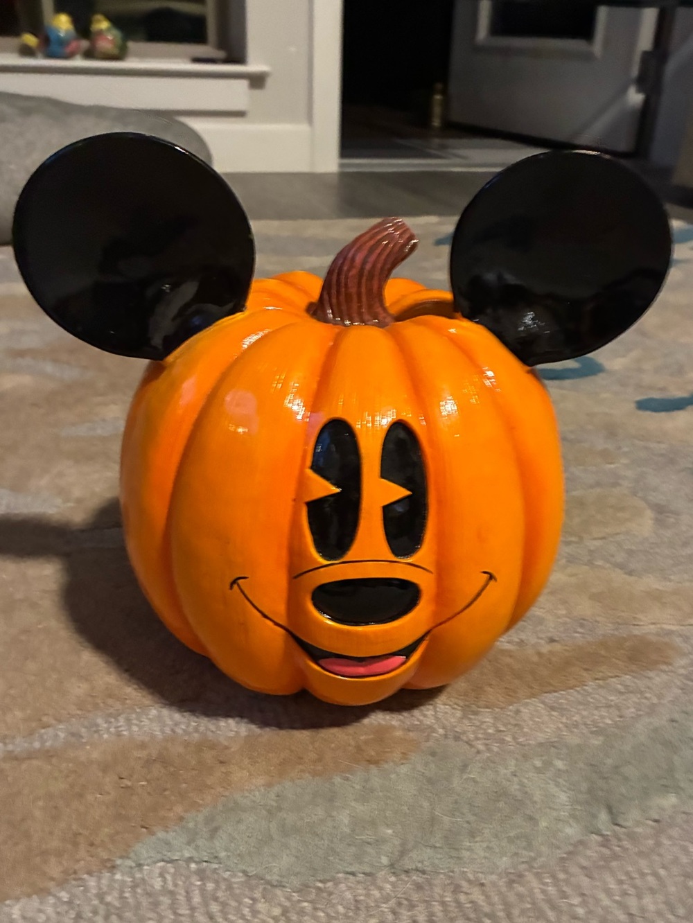 Disney Mickey Mouse Poly Resin Orange Pumpkin.